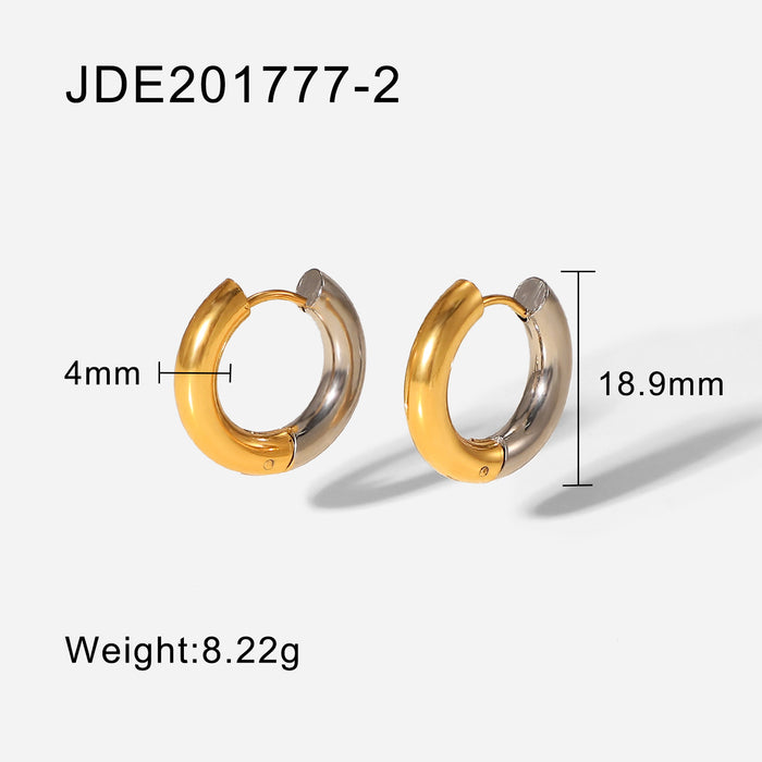 Wholesale Simple 18k Gold Plated Stainless Steel Hoop Earrings JDC-ES-JD345