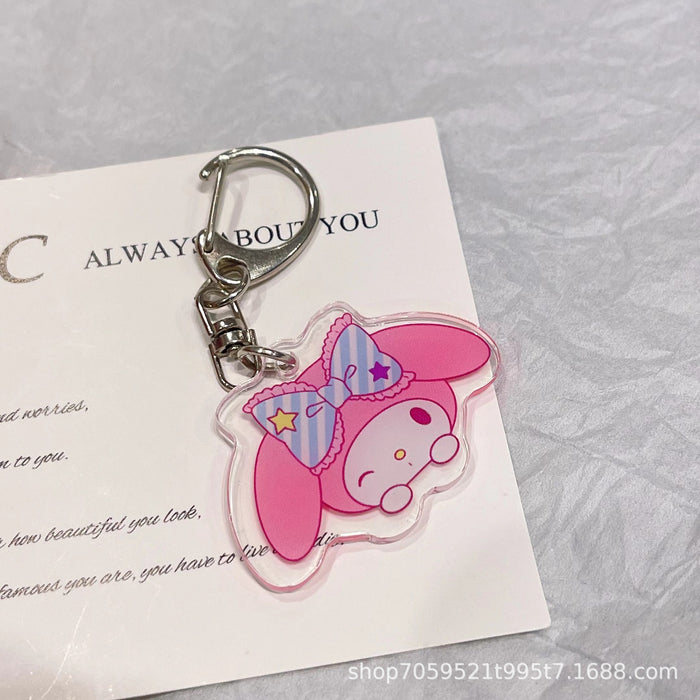 Wholesale Double-sided Keychain Cute Cartoon Book Bag Pendant Transparent Pendant Acrylic Key Ring for Men and Women