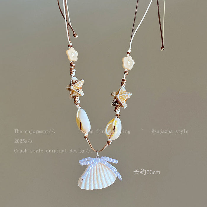 Wholesale Starfish Seashell Necklace Summer Vacation Collarbone Chain