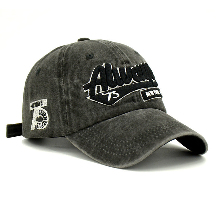 Wholesale Water-washed distressed letter embroidery sun-shading baseball cap