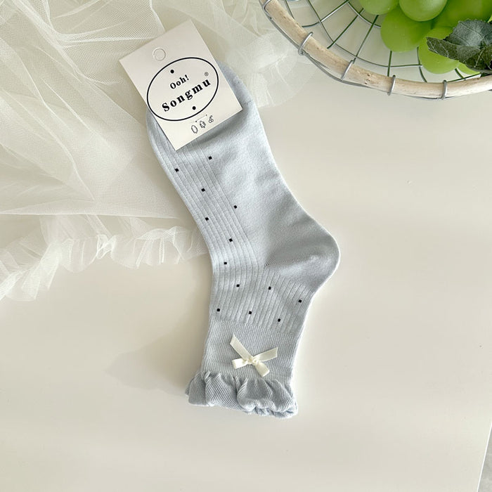 Wholesale Boneless socks, bow tie, short tube women's socks, polka dot cotton socks