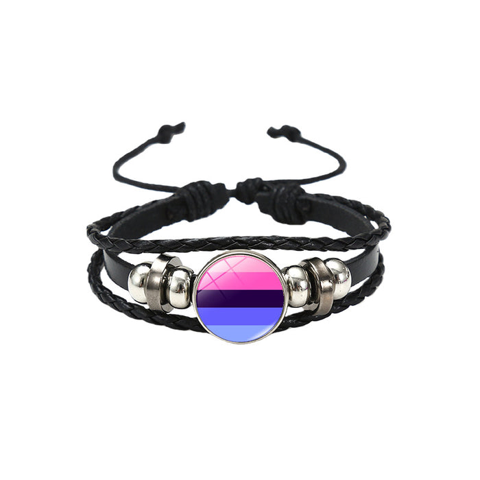 Wholesale Rainbow Flag &  Genderfluid Gemstone Hand-Woven Bracelet