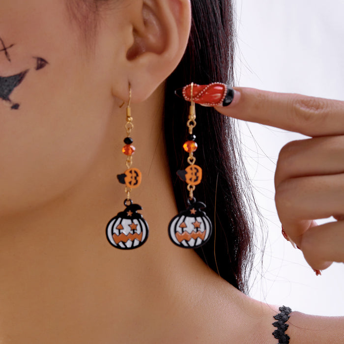 Wholesale  earrings creative pumpkin bat skull rhinestone acrylic earrings exquisite diamond ghost earrings
