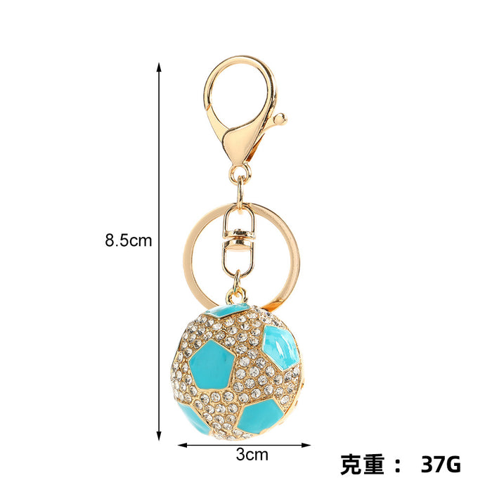 Wholesale Fashion Soccer Ball Rhinestone Keychain Pink Zinc Alloy Car Key Accessory Gift MOQ≥2