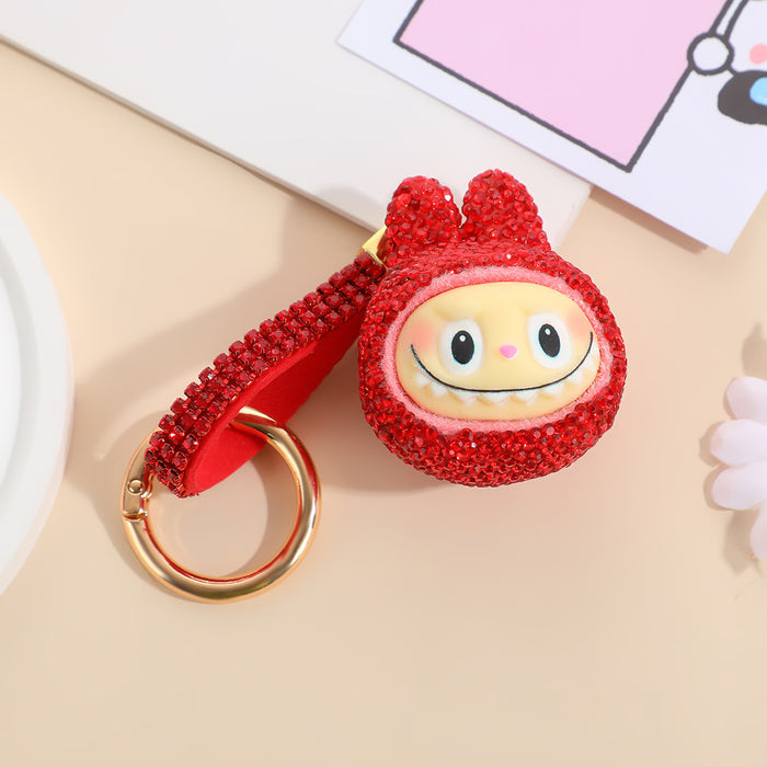 Wholesale DIY rhinestone cartoon doll keychain  Q-version toy key ring