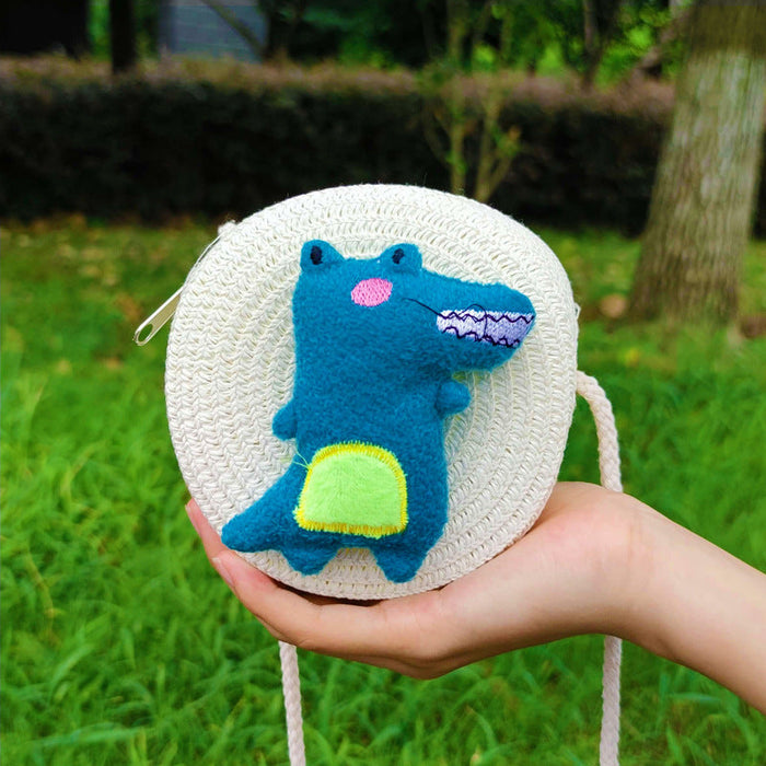 Wholesale Summer Kids Mini Woven Cartoon Dinosaur Straw Bags JDC-SD-YiM001