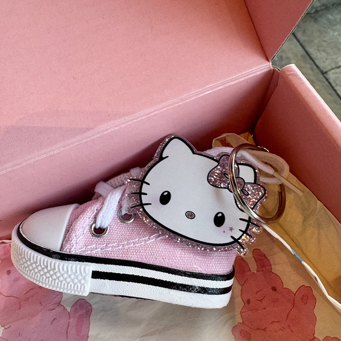 Wholesale Cat Cartoon sneaker Canvas Shoes Key Ring Keychain Pendant Shoes Pendant Bag Hanging