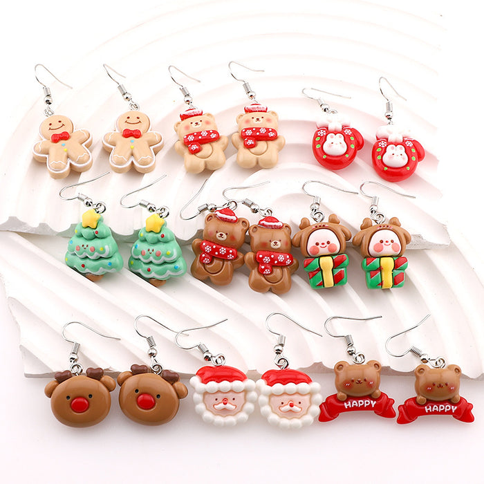 Wholesale Cute Cartoon Christmas Resin Earrings JDC-ES-Dagou001