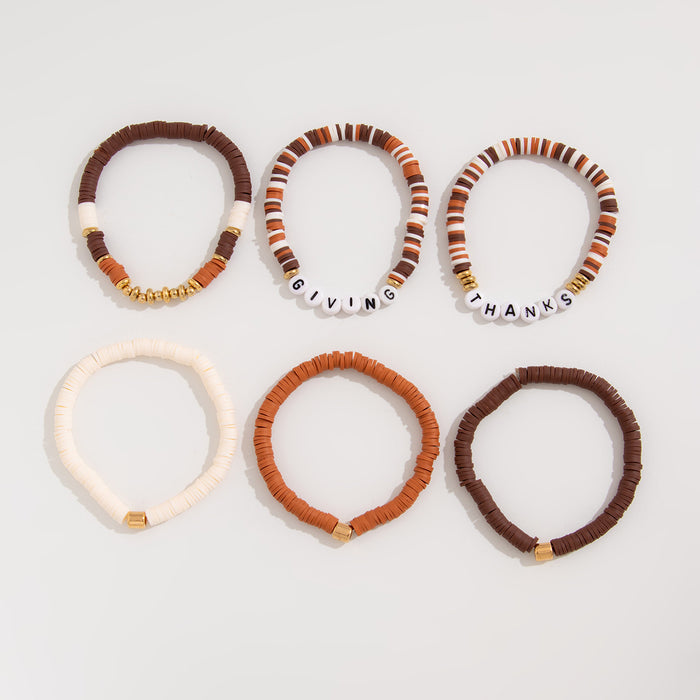 Wholesale Thanksgiving Maple Leaf Acrylic Bracelet Creative Handmade Soft y Beaded Bracelet suit