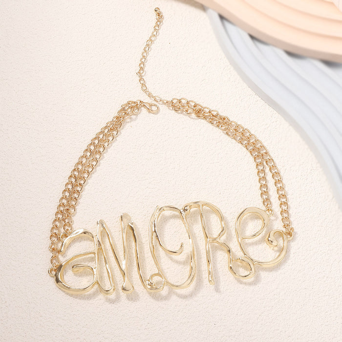 Wholesale Irregular letter clavicle chain metal exaggerated high sense