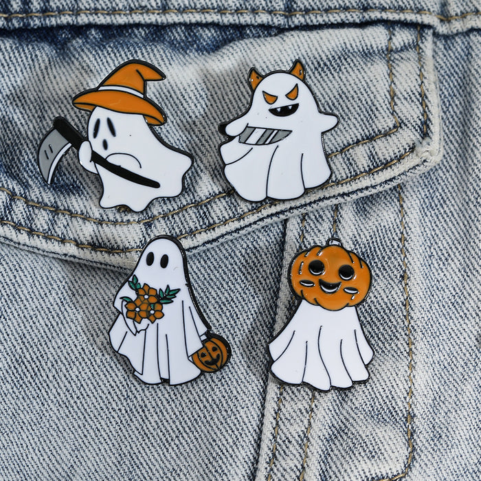 Wholesale  Skull Ghost Tombstone Pumpkin Brooch Pin Creative Alloy Badge Unisex Party Decorative Accessory