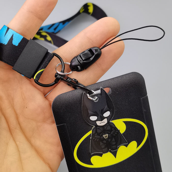 Wholesale Cartoon Superhero Bus Pass Holder With Neck Lanyard ABS Material Trendy Fashion Accessory