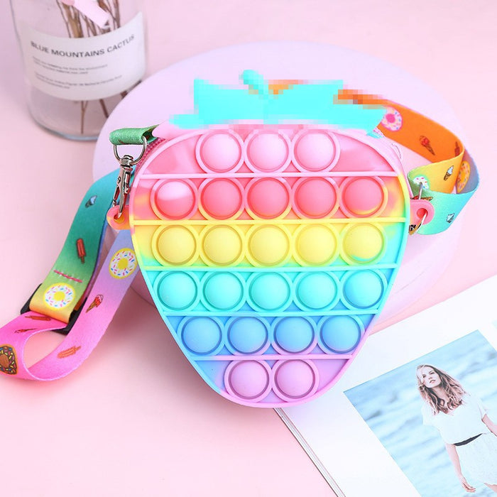 Wholesale Bag, coin purse, silicone crossbody, adult, child, decompression, cute fruit, strawberry
