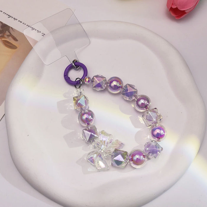 Wholesale Beaded Mobile Phone Chain Acrylic Beads in Beads Bow Wrist Lanyard