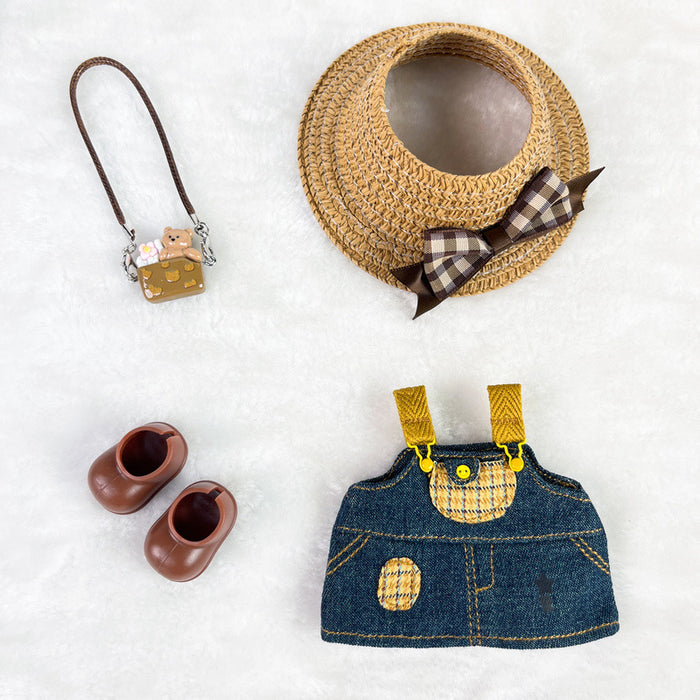 Wholesale Denim overalls and skirt set Heart-beating macaron dress