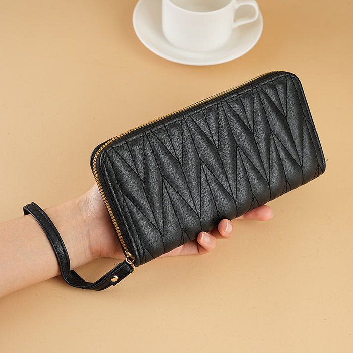 Wholesale Macaron Embroidered Long Small Fragrant Wind Handheld Zipper Women's Wallet JDC-WT-XQ004