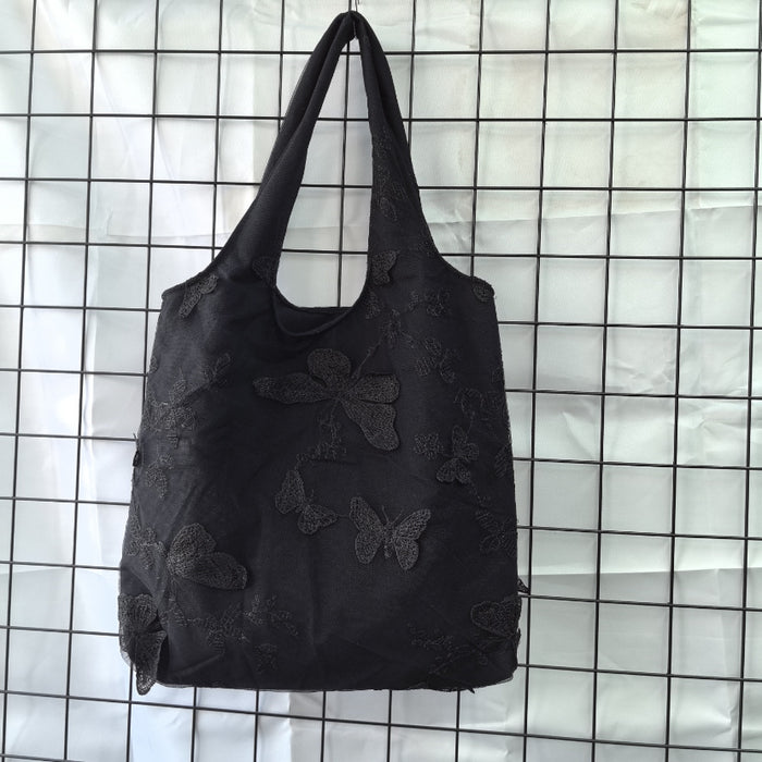 Wholesale Lazy style canvas bag, butterfly shoulder tote bag, large capacity handheld tote bag