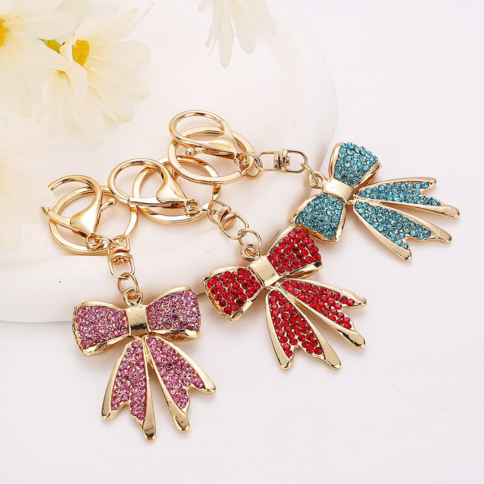 Wholesale Alloy Rhinestone Keychain Bow Women's Bag Key Chain Jewelry Accessories Pendant