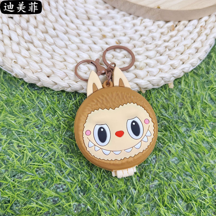 Wholesale Folding Cute Rab Cloth Dressing Mirror Keychain Pendant Girl' s Portable Cartoon Makeup Mirror Small Mirror Gift
