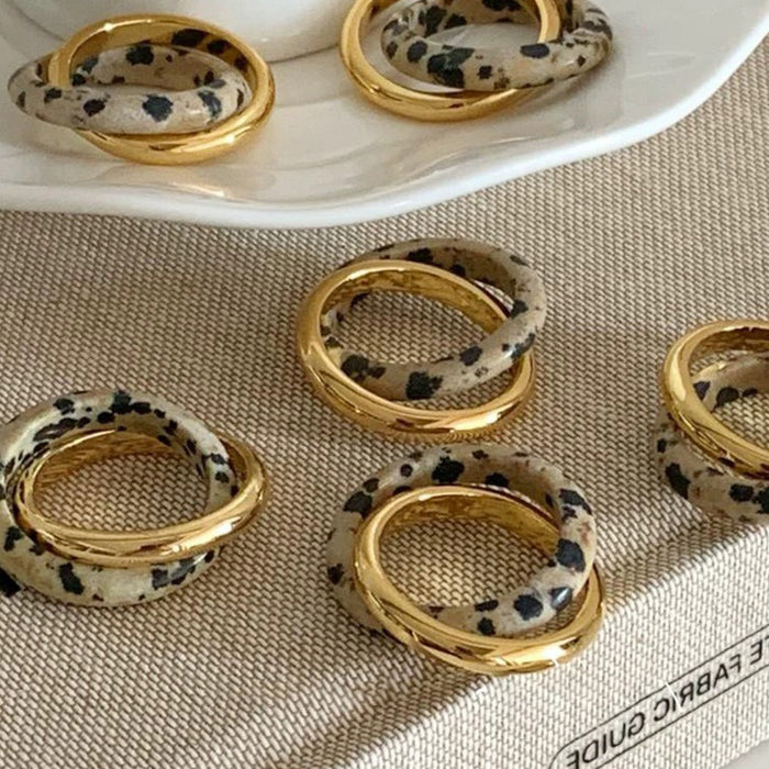 Wholesale Double layered metal ring for women, retro, light luxury, personalized, fashionable, elegant, versatile, ring and ring
