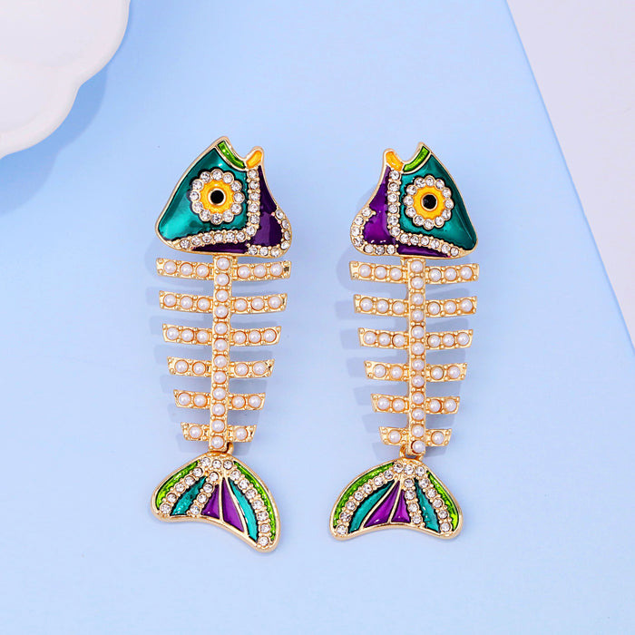 Wholesale Fashionable and atmospheric color diamond exaggerated alloy diamond studded earrings and earrings