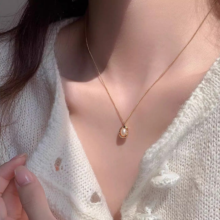 Wholesale Double Layer Stacked Glass Pearl Necklace