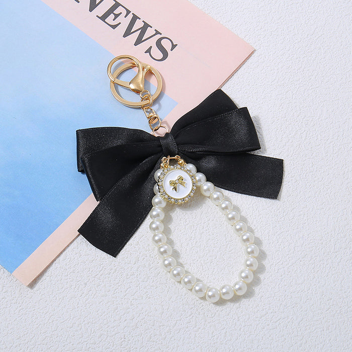 Wholesale Large Pearl Bow Keychain Pendant Ribbon Cloth Accessories Headset Bag Decoration