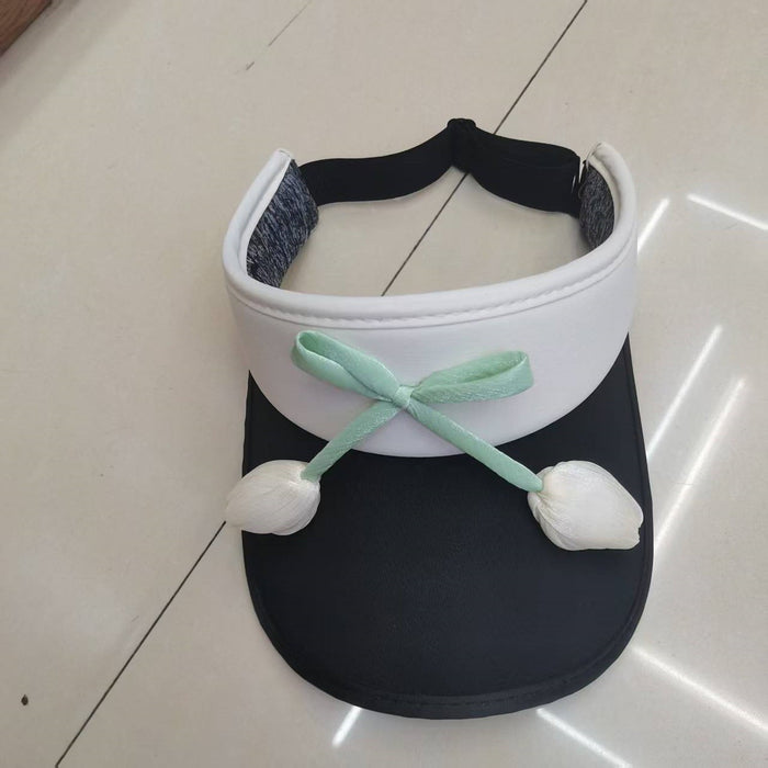 Wholesale Butterfly knot color blocked empty top sun hat, new casual versatile sun protection and UV protection sun hat