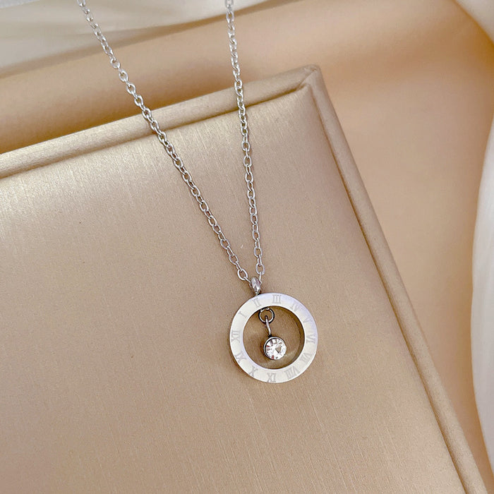 Wholesale Titanium Steel Ring Simple Pendant Short Necklace JDC-NE-LG016