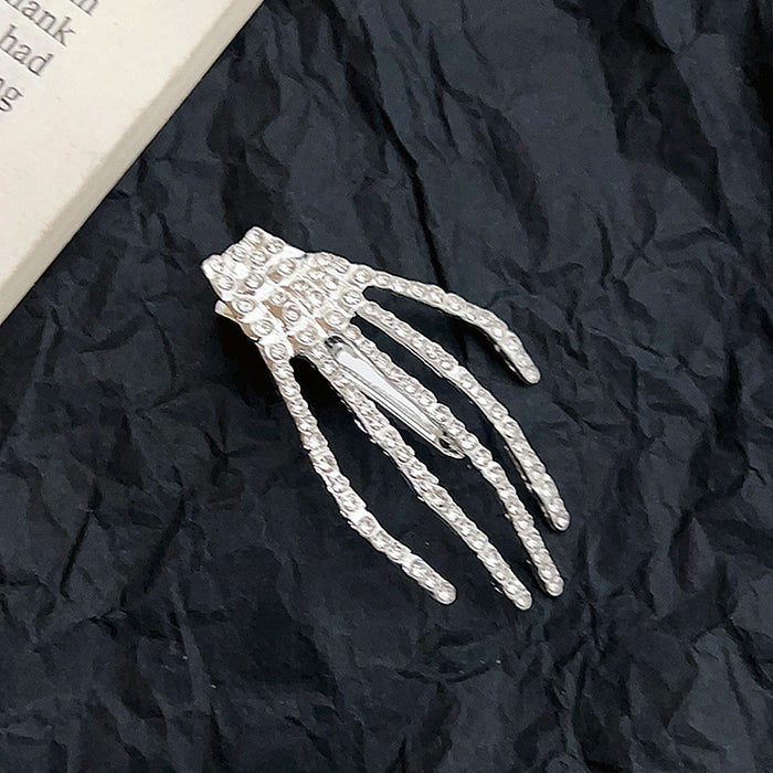 Wholesale Ghost Claw Skull Hand Claw Hairpin Super Flash Rhinestone Hair Accessories Duckbill Clip Bangs Clip Hand Bone Hairpin  Headwear