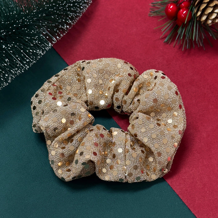 Wholesale Polka dot sequined mesh large intestine hairband high elastic ponytail female high-grade fabric headband Christmas hair accessories