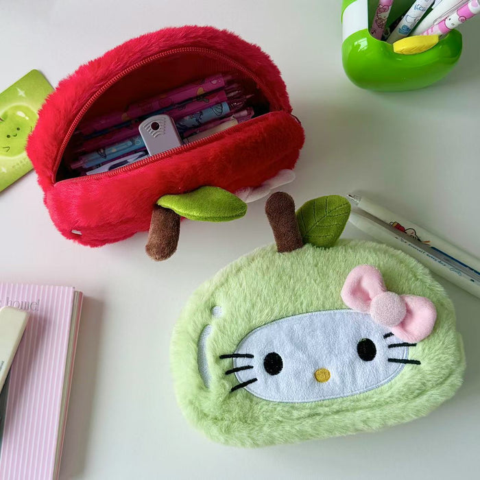 Wholesale Plush Apple Cat Pencil Bags