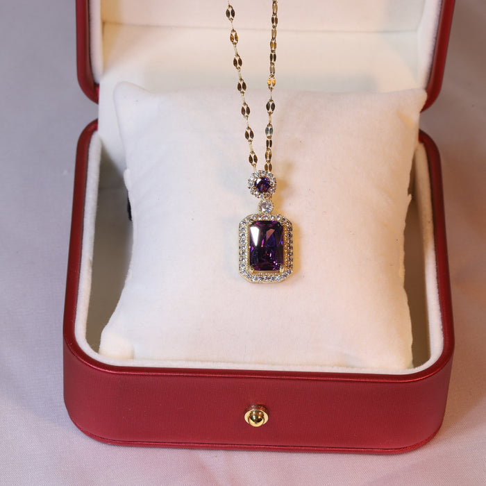 Wholesale Necklace zircon niche earring pendant set titanium steel lock chain