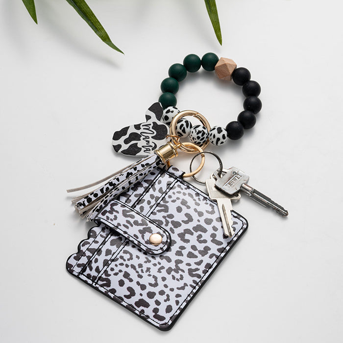 Wholesale Leopard Print Tassel Soft Ceramic Keychains