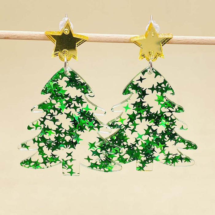 Wholesale Christmas lights,  red plaid acrylic earrings