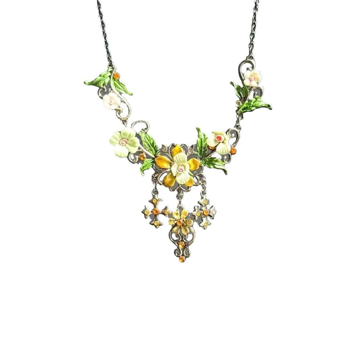Wholesale Summer green retro forest flower necklace sweet and versatile clavicle necklace
