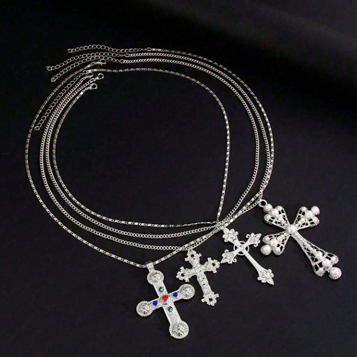 Wholesale Geometric cross necklace set