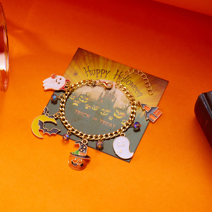 Wholesale Chain Bracelet for Women Halloween Pumpkin House Bat Ghost Pendant Bracelet
