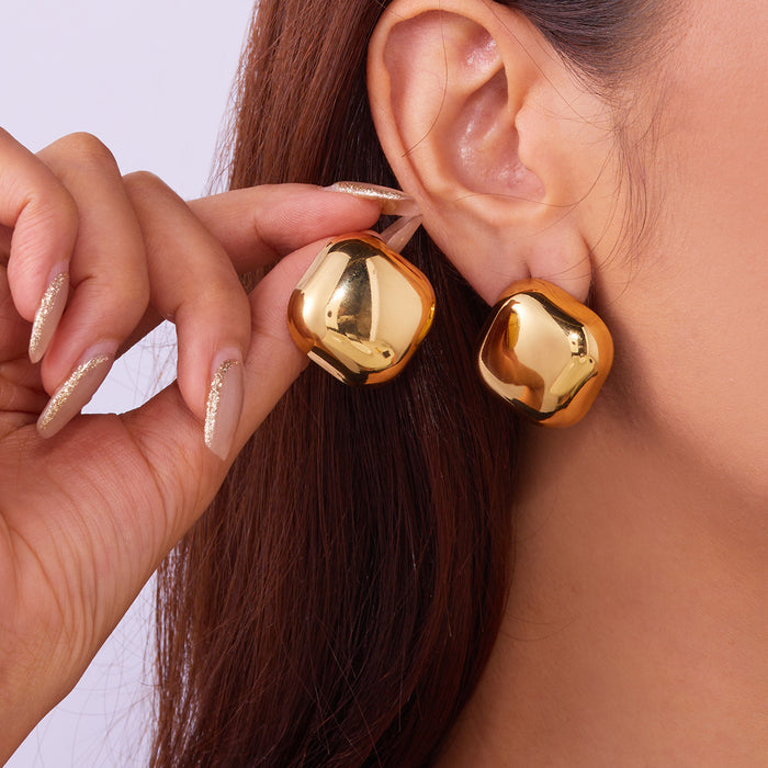 Wholesale Stainless Steel Plated Gold Earrings  Personality Simple  All-match Geometric Earrings