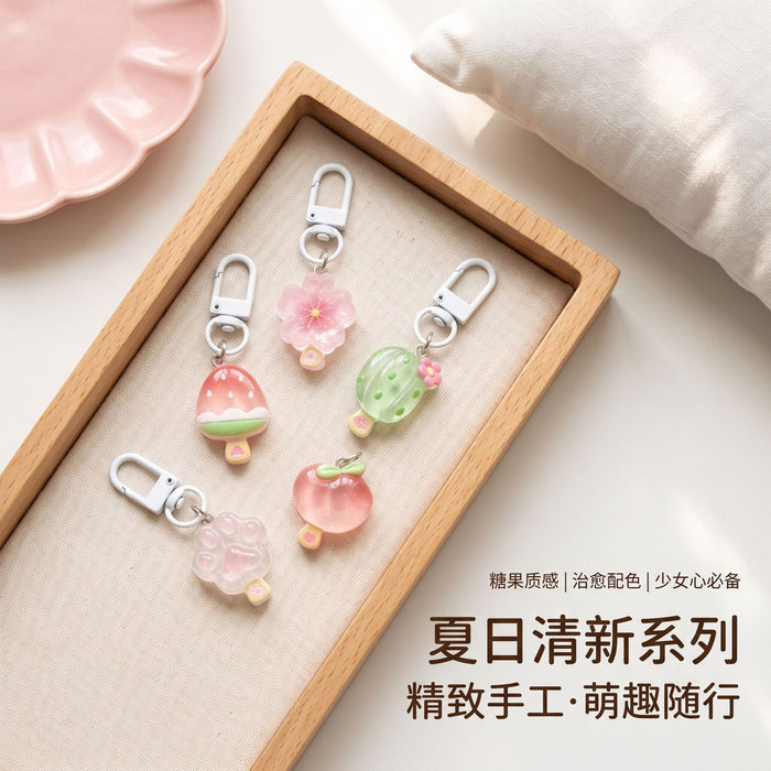 Wholesale Cute Ice Cream Keychain Plastic Color Bag Charm Car Key Accessory Fashion Gift For Women Girls