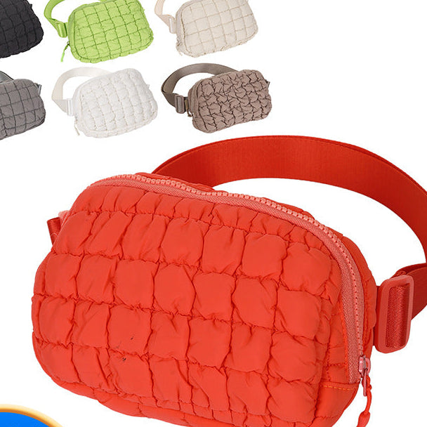Wholesale Quilted Grid Crossbody Bag Nylon Sport Waist Pack for Outdoor Running Cycling Gift MOQ≥2