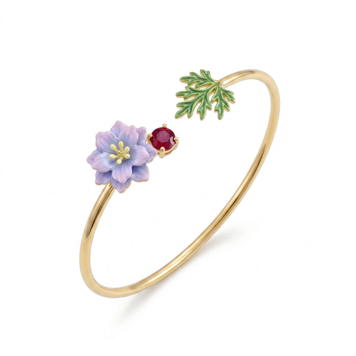 Wholesale Copper Electroplated Open Flower Cuff Bracelet Women S Stylish Botanical Jewelry Accessory For Resale