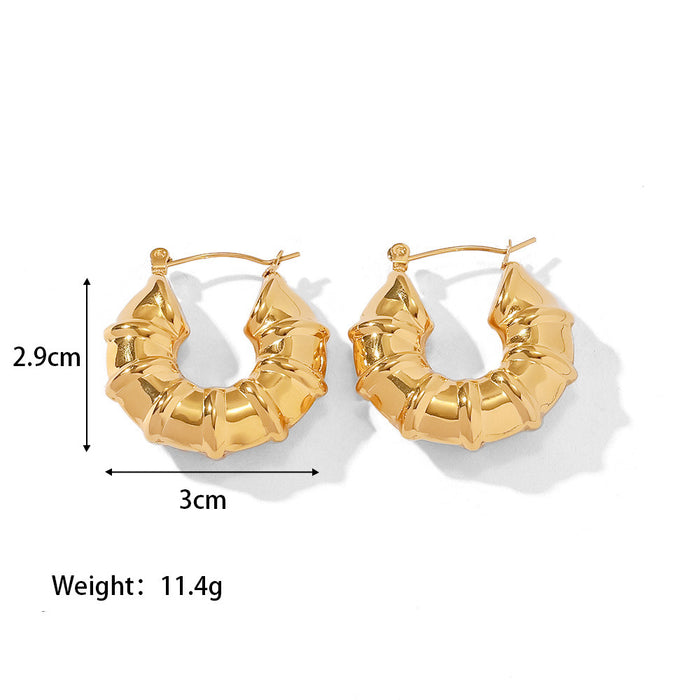 Wholesale Stainless Steel Gold-Plated Hollow Geometric Earrings