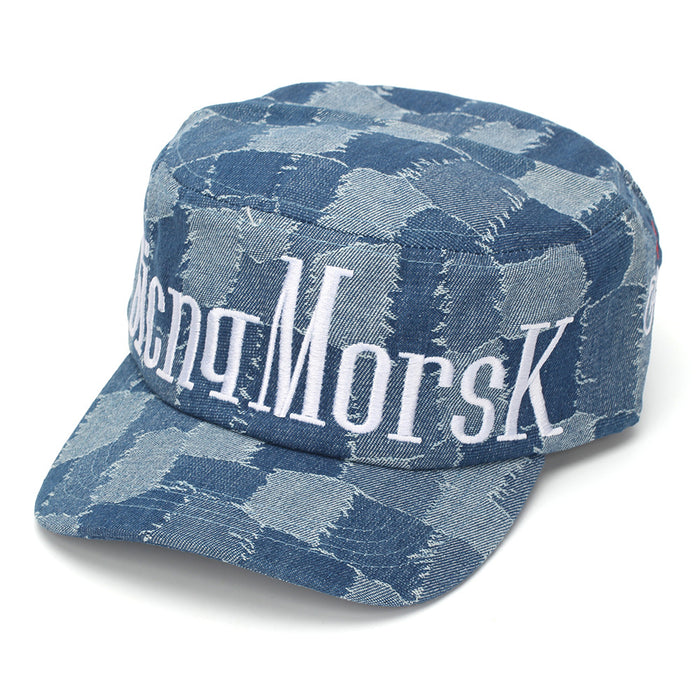 Wholesale Retro Houndstooth Flat Top Hat with Leopard and Letter H Embroidery Sun Protection