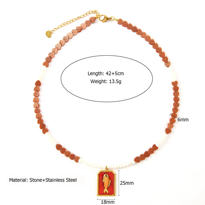 Wholesale New Fashionable Natural Stone Devil's Eye Necklace Handmade Crushed Stone Bead Necklace Wholesale