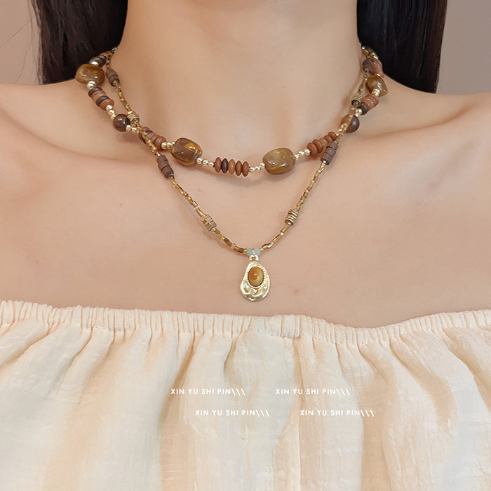 Wholesale Vintage beaded collarbone chain necklace