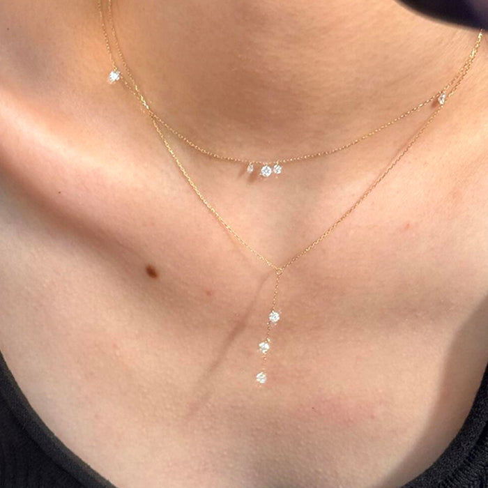 Wholesale Round zircon pendant necklace exquisite, simple, versatile, tassel collarbone chain temperament