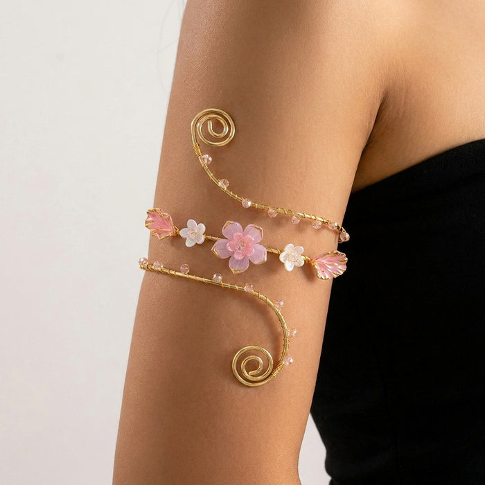 Wholesale Floral Design Pearl Open Cuff Bracelet Accessory for Wedding Party Gift Boutique