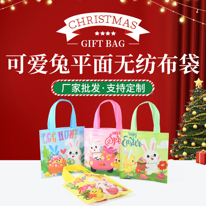 Wholesale Spot Cartoon Cute Rabbit Flat Non-woven Bag Wholesale Kindergarten Festival Bottomless and Sideless Hand-held Gift Bag JDC-GB-XJ010