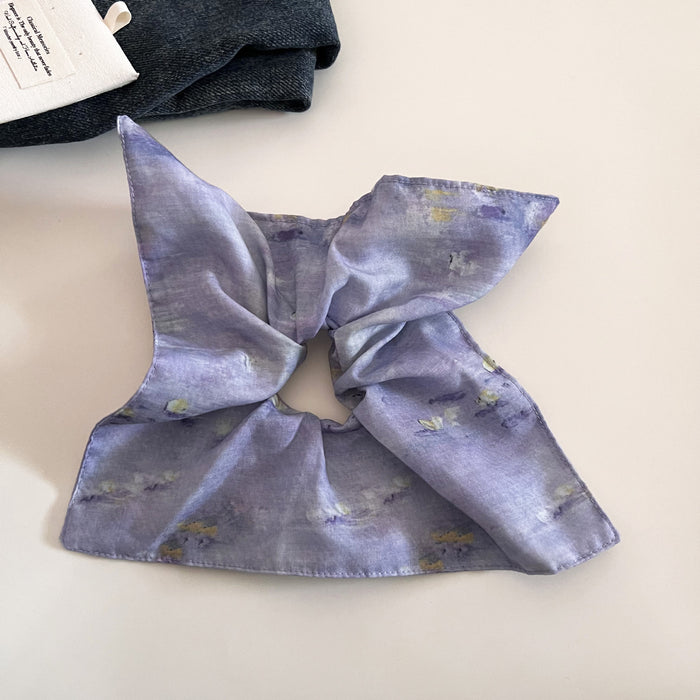 Wholesale Retro niche square scarf headband with high-end temperament, hair tie at the back of the head, headband, ponytail, rubber band hair accessory